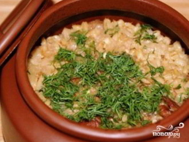 Рецепт перловки с мясом в горшочке
