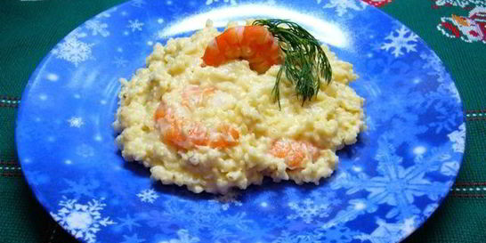 Каша пшенная с креветками