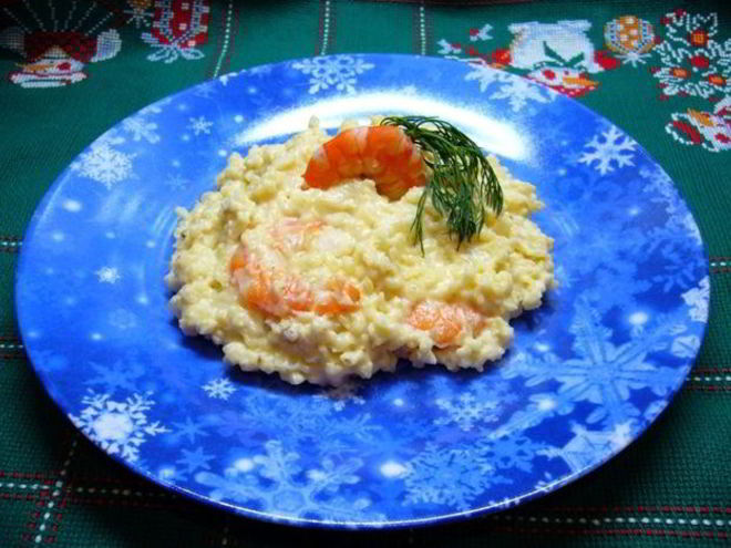 Рецепт каши пшенной с креветками