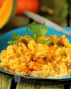 Пшенная каша с фаршем и тыквой в мультиварке