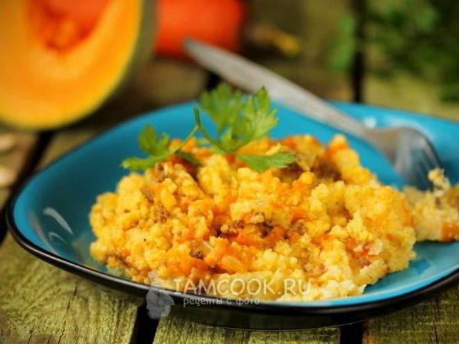 Рецепт пшенной каши с фаршем и тыквой в мультиварке