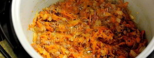 пшенная каша с фаршем и тыквой в мультиварке. Шаг 5