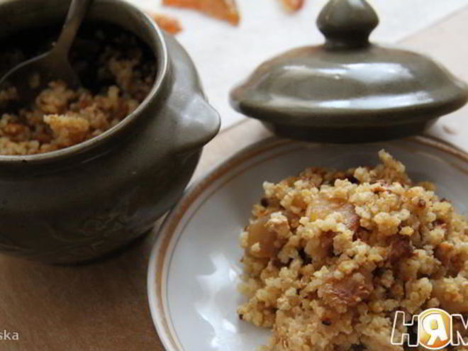 Рецепт пшенной каши с карамельными яблоками