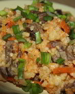 Пшенная каша с куриными сердечками