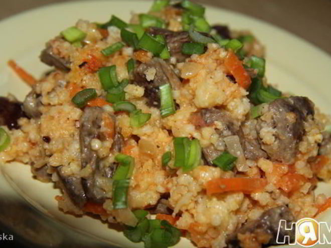 Рецепт пшенной каши с куриными сердечками