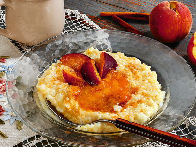 Рецепт рисова-пшенной каша с персиками