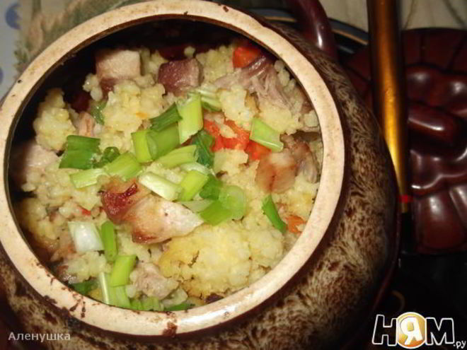 Рецепт томленой пшенной каши со свининой