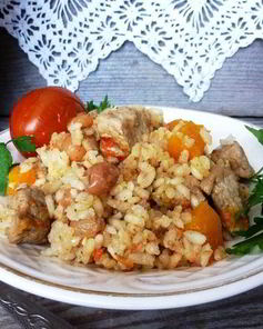 Рисовая каша с изюмом и тыквой