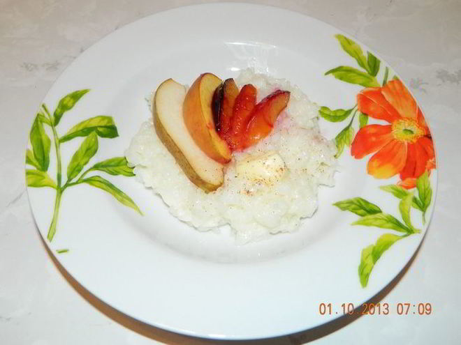 Рецепт рисовой каши с запеченными фруктами