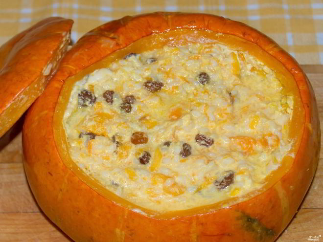 Рецепт рисовой каши в тыкве в духовке