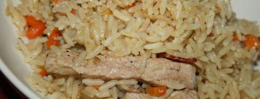 сытная рисовая каша со свининой и беконом на топленом сливочном масле. Шаг 7