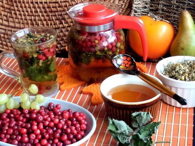Рецепт бруснично-ромашкового чай с мятой