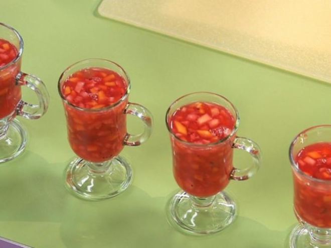 Рецепт киселя из клюквы с тропическими фруктами