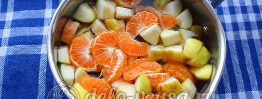 кисель из мандаринов и яблок. Шаг 4