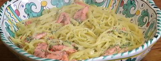 спагетти с копченой форелью и джином. Шаг 9