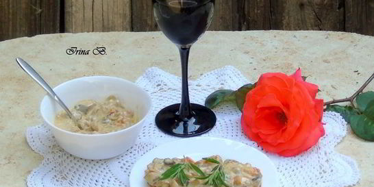 Грибное соте с вином и горгонзолой