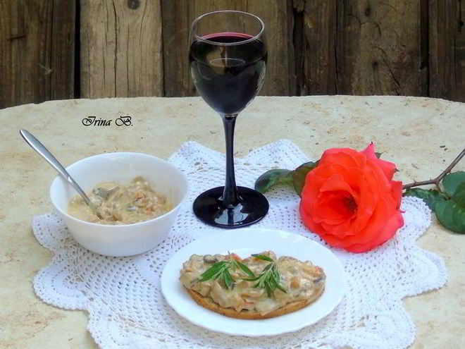 Рецепт грибного соте с вином и горгонзолой