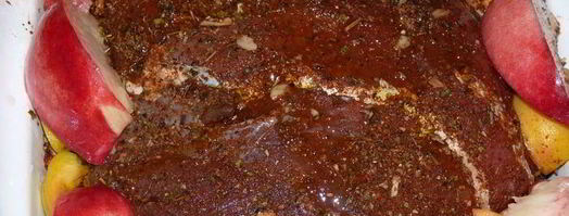 запеченная телятина с вином и персиками. Шаг 4