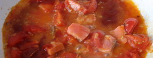 паста с водкой, семгой и помидорками черри. Шаг 7