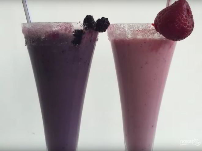 Рецепт молочного коктейля из черники и шелковицы