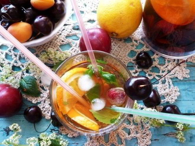 Рецепт безалкогольной сангрии на зеленом чае