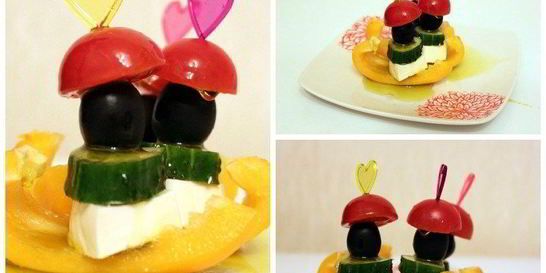 Греческий салат на шпажке