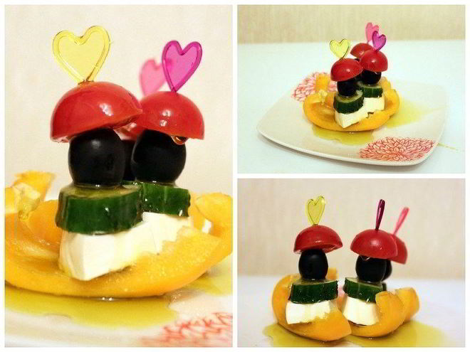 Рецепт греческого салата на шпажке