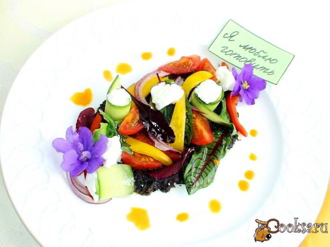 Рецепт греческого салата в новом стиле с молодой зеленью