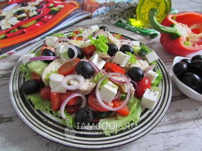 Рецепт салата греческого с курицей