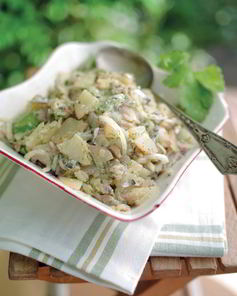 Картофельный салат с тюлькой и квашеной капустой