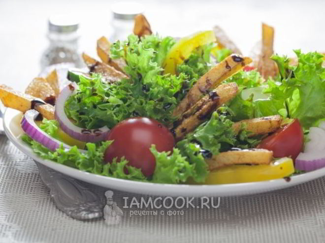 Рецепт салата с жареной картошкой соломкой