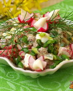 Мясной салат с редисом