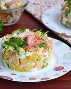 Оливье с креветками