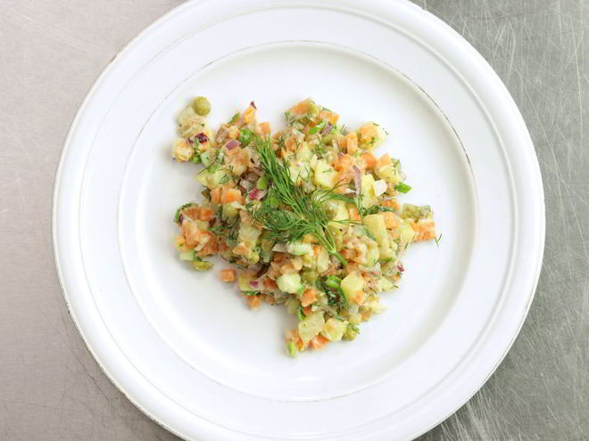 Рецепт оливье с лососем