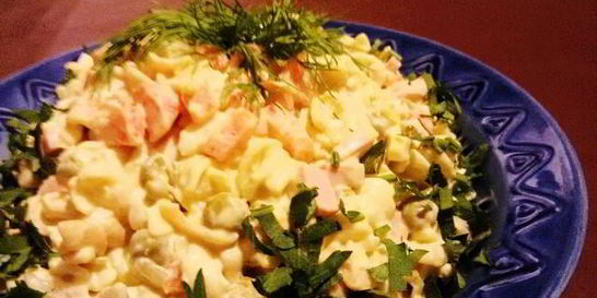 Оливье с макаронами