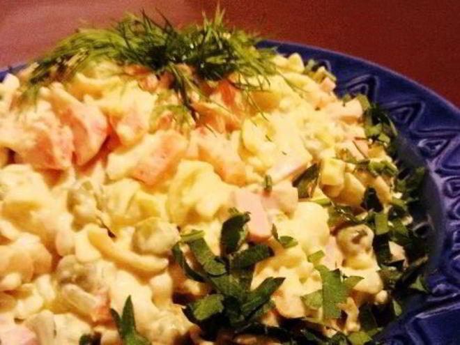 Рецепт оливье с макаронами