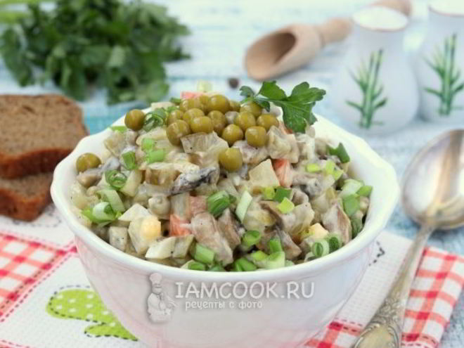 Рецепт оливье с шампиньонами