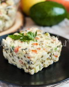 Салат Оливье без майонеза и картофеля