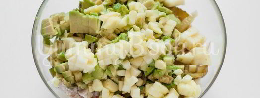 салат оливье без майонеза и картофеля. Шаг 6