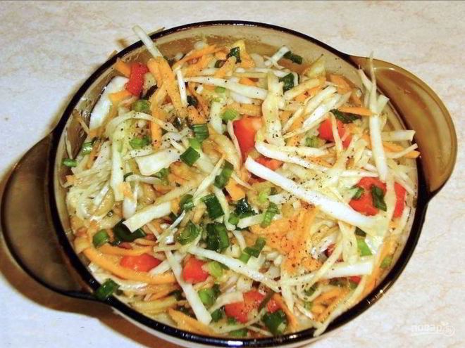 Рецепт салата из свежей капусты и болгарского перца