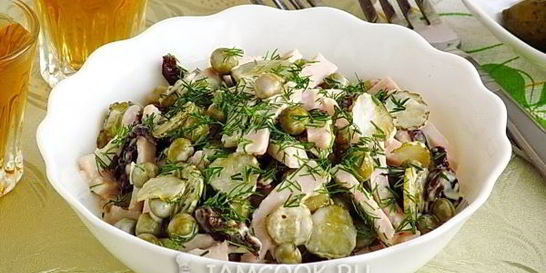 Салат из ветчины с черносливом