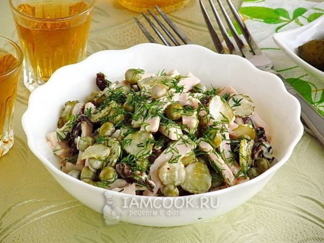 Рецепт салата из ветчины с черносливом