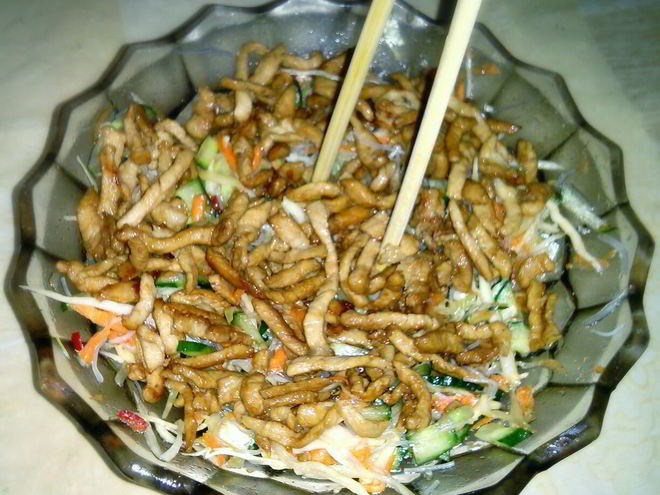 Рецепт салата хэйхэ с лапшой и свининой