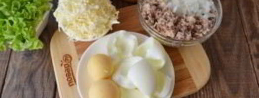 булочки, фаршированные салатом мимоза. Шаг 3