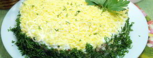 классический салат мимоза. Шаг 12