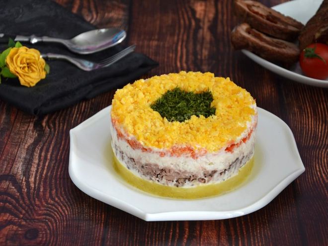 Рецепт мимозы с тунцом