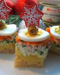 Салат-канапе Мимоза с тунцом