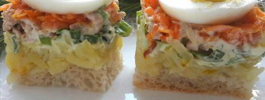 салат-канапе мимоза с тунцом. Шаг 8