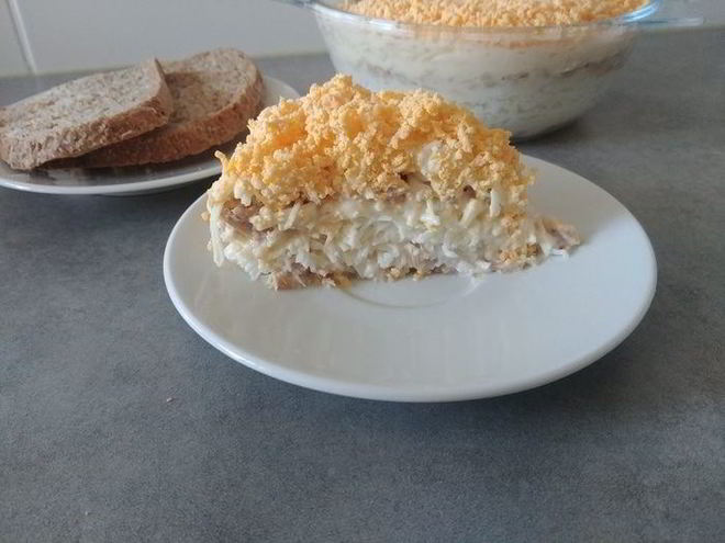 Рецепт салата мимоза без картофеля