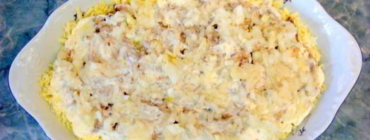 салат мимоза классический с консервой. Шаг 13